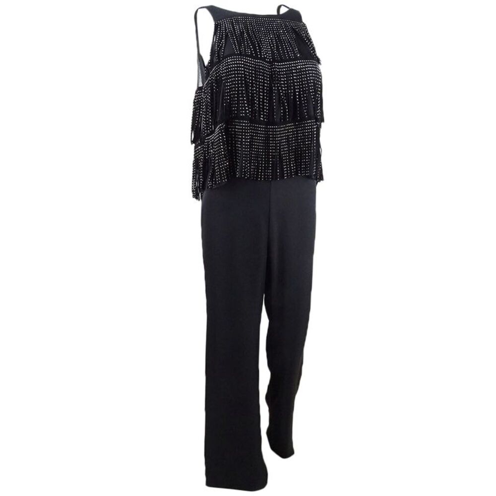 SHO Women's Fringe-Trim Jumpsuit - Black/Silver